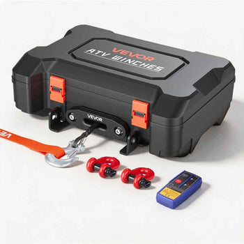 Portable Winch, 4500 lbs 12V DC Electric Winch with Synthetic Rope, Wireless & Wired Remotes, Box-Style Recovery Kit with Fairlead, Clevis Hook, Strap for ATV UTV Off-Road Outdoor Pulling Tasks