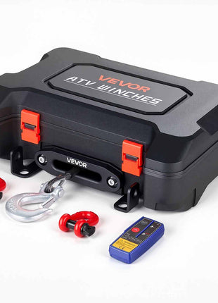 Portable Winch, 6000 lbs 12V DC Electric Winch with Synthetic Rope, Wireless & Wired Remotes, Box-Style Recovery Kit with Fairlead, Clevis Hook, Strap for ATV UTV Off-Road Outdoor Pulling Tasks