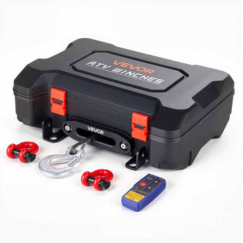 Portable Winch, 6000 lbs 12V DC Electric Winch with Synthetic Rope, Wireless & Wired Remotes, Box-Style Recovery Kit with Fairlead, Clevis Hook, Strap for ATV UTV Off-Road Outdoor Pulling Tasks
