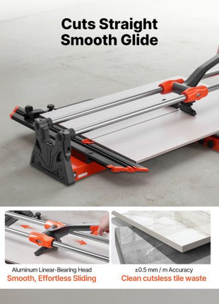 39.4-Inch Manual Tile Cutter, Upgraded Sliding Head Cutting Tool with Spring-Loaded Base, Angle Fence, Tungsten Carbide Cutting Wheel, Alignment Guide, for DIY Pros, Ceramic, Floor, Wall Tiles