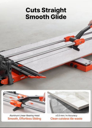 47.2-Inch Manual Tile Cutter, Upgraded Sliding Head Cutting Tool with Spring-Loaded Base, Angle Fence, Tungsten Carbide Cutting Wheel, Alignment Guide, for DIY Pros, Ceramic, Floor, Wall Tiles