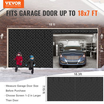 Garage Door Screen for Winter, 18x7FT, Garage Door Insulation Kit, Magnetic Thermal Insulated Door Curtain with 300D Oxford Fabric Heavy Duty Weighted Bottom, Easy Assembly for Garage Door