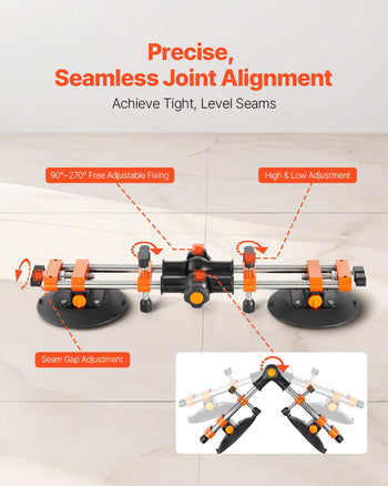 Seamless Seam Setter, 2 Packs Granite Seam Setter with 6 in Vacuum Suction Cups, Seam Joiner for Seam Joining & Leveling, 90°-120° Adjustable, Countertop Installation Tool for Tile Marble Slab