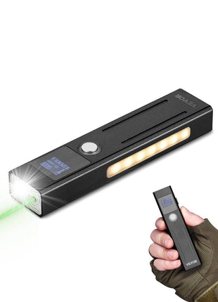EDC Flat Flashlight, 3-in-1 High Lumens LED Flashlight with Green Beam, IPX4 Waterproof Rechargeable Flash Light for Office Presentation, Hiking, Camping, Emergencies, Lightweight & Portable