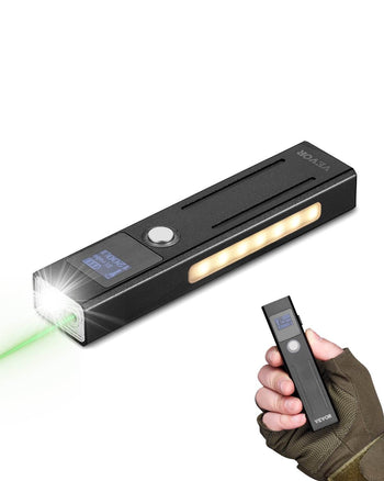 EDC Flat Flashlight, 3-in-1 High Lumens LED Flashlight with Green Beam, IPX4 Waterproof Rechargeable Flash Light for Office Presentation, Hiking, Camping, Emergencies, Lightweight & Portable
