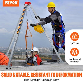 2600 lbs Winch Confined Space Tripod Kit, Confined Space Tripod 8' Legs and 98' Cable, Confined Space Rescue Tripod 33' Fall Protection with Blower, Gas detector, Harness.