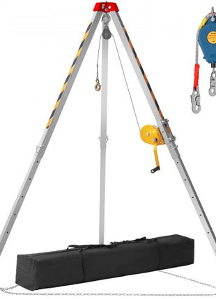 Confined Space Tripod Kit, Confined Space Tripod 7' Legs Bracket and 98' Cable, Confined Space Rescue Tripod 32.8' Fall Protection, 1200 lbs Winch, Storage Bag