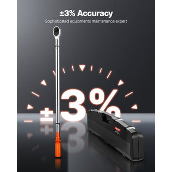 Click Torque Wrench, 3/4 Inch Drive, 100-600 lbf-ft / 136-814N.m, Dual-direction Torque Wrench Set with Dual Range Scales, 48-tooth, ±3% High Precision, Alloy Steel, for Automobile Repair