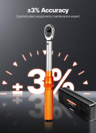 Click Torque Wrench Set, 1/4Inch Drive, 20-200lbf-in/2.3-22.6N.m, Dual-direction and Dual Range Scales, 72-Tooth, ±3% High Precision, with Bit Sockets, Extension Bar, for Bicycle Repair, Orange