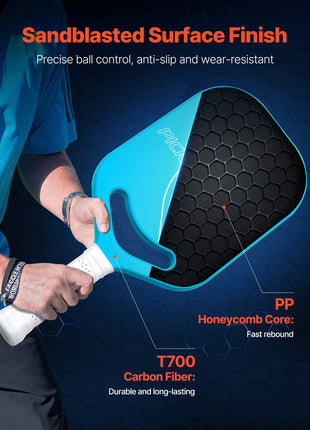 Pickleball Paddle with Aero Throat, T700 Carbon Fiber Surface & Honeycomb Core, Professional Pickleball Paddle with Increased Power & Control & Spin, Pickle Ball Racket for Adults, Men & Women