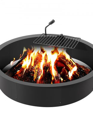 Fire Pit Ring, Fire Pit Insert with Barbecue Fire Ring, 40-In Outer/36-In Inner Diameter, 8.5in Height, Carbon Steel Liner DIY Campfire Ring above/In-Ground, for Outdoor Camping, Bonfires