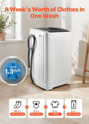 Portable Washing Machine, Portable Washer 1.3 cu.ft with LED Display, Stainless Steel Drum, 8 Wash Programs & 6 Adjustable Water Levels, Portable Washer Machine for Apartments, RVs, and Dorms