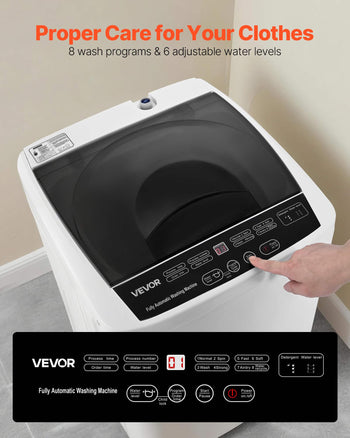 Portable Washing Machine, Portable Washer 1.3 cu.ft with LED Display, Stainless Steel Drum, 8 Wash Programs & 6 Adjustable Water Levels, Portable Washer Machine for Apartments, RVs, and Dorms