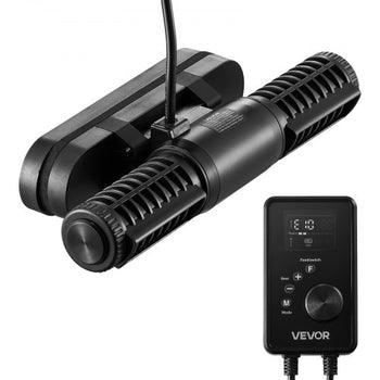 Aquarium Wave Maker, 15W, 1428 GPH Adjustable Cross Flow Pump with Controller, Magnetic DC 24V Aquarium Powerhead, Strong Magnetic Base, 360° Rotating Wavemaker, for Saltwater Marine Freshwater