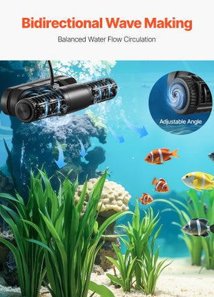 Aquarium Wave Maker, 25W, 2380 GPH Adjustable Cross Flow Pump with Controller, Magnetic DC 24V Aquarium Powerhead, Strong Magnetic Base, 360° Rotating Wavemaker, for Saltwater Marine Freshwater