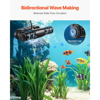 Aquarium Wave Maker, 25W, 2380 GPH Adjustable Cross Flow Pump with Controller, Magnetic DC 24V Aquarium Powerhead, Strong Magnetic Base, 360° Rotating Wavemaker, for Saltwater Marine Freshwater