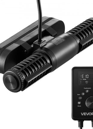 Aquarium Wave Maker, 25W, 2380 GPH Adjustable Cross Flow Pump with Controller, Magnetic DC 24V Aquarium Powerhead, Strong Magnetic Base, 360° Rotating Wavemaker, for Saltwater Marine Freshwater