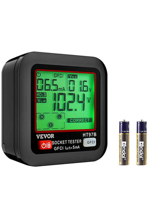 Outlet Tester, Electrical GFCI Trip Tester, LCD Display Receptacle Detector for 7 Common Wiring Faults, 3 Prong Socket Detector with Auto Shutoff & Low Battery Indicator, CAT II 300V Rating