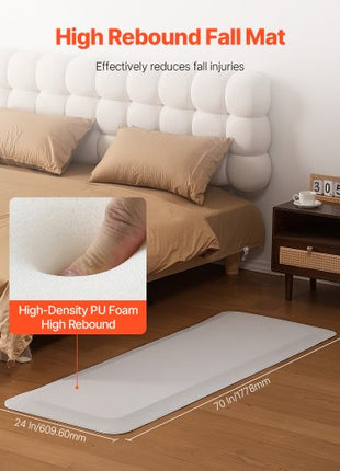 Fall Mat for Elderly, 1-inch Thickened Fall Prevention Pad with Beveled Edge, Anti-Slip Bedside Safety Floor Mat for Seniors, Handicaps, Patients (24 x 70 inch)