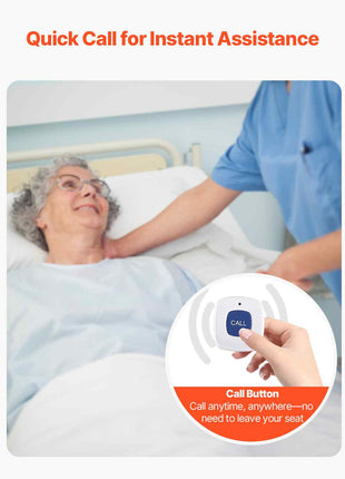 Early Alert Bed Alarm System, Wireless Bed and Chair Sensor Pad with Call Button & Pager, Pre-Alert Safety Bed Alarms and Fall Prevention for Elderly, Dementia Patients, and Adults