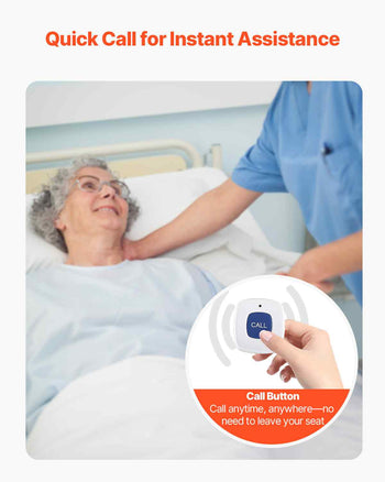 Early Alert Bed Alarm System, Wireless Bed and Chair Sensor Pad with Call Button & Pager, Pre-Alert Safety Bed Alarms and Fall Prevention for Elderly, Dementia Patients, and Adults
