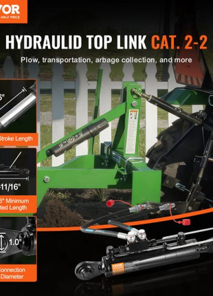 Hydraulic Top Link Cat. 2-2?8-5/16 in, 19-11/16~28 in), Hydraulic Cylinder with 2 Hoses & G3/8" Check Valve