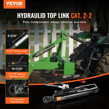 Hydraulic Top Link Cat. 2-2?8-5/16 in, 19-11/16~28 in), Hydraulic Cylinder with 2 Hoses & G3/8" Check Valve