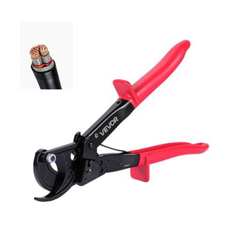 Ratcheting Cable Cutter, Spring Steel Blades with PVC-Coated Handles, Quick-Release Button, Heavy Duty Ratchet Cable Wire Cutter for Cutting Copper & Aluminum Cables Up to 474 MCM / 240 mm²