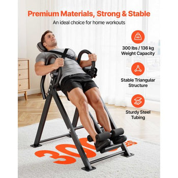Inversion Table, 300 lbs Capacity Heavy Duty Back Inverter Stretcher, Inverted Table with Stable Structure, Dual-Roller Locking, Decompression Tables for Shoulders, Neck, Back, Knees