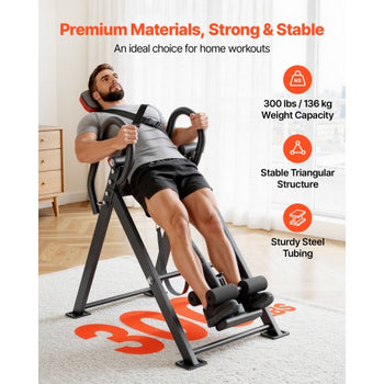 Inversion Table, 300 lbs Capacity Heavy Duty Inverted Table, Back Inverter Stretcher with Dual-Roller Locking, Decompression Tables for Shoulders, Neck, Back, Multi-Angle Adjustable Tether Strap