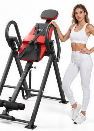 Inversion Table, 300 lbs Capacity Heavy Duty Inverted Table, Back Inverter Stretcher with Dual-Roller Locking, Decompression Tables for Shoulders, Neck, Back, Multi-Angle Adjustable Tether Strap