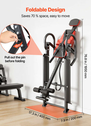 Inversion Table, 300 lbs Capacity Heavy Duty Inverted Table, Back Inverter Stretcher with Dual-Roller Locking, Decompression Tables for Shoulders, Neck, Back, Multi-Angle Adjustable Tether Strap