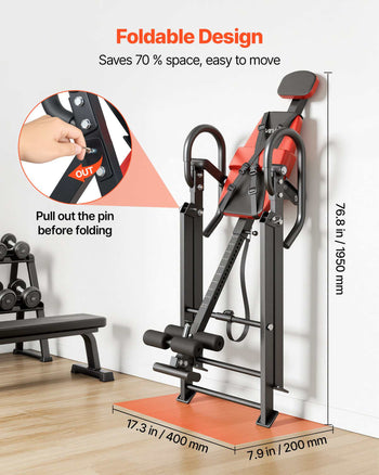 Inversion Table, 300 lbs Capacity Heavy Duty Inverted Table, Back Inverter Stretcher with Dual-Roller Locking, Decompression Tables for Shoulders, Neck, Back, Multi-Angle Adjustable Tether Strap