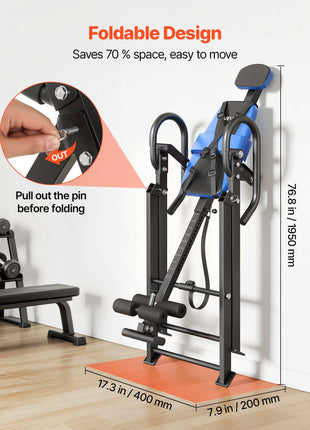 Inversion Table, 300 lbs Capacity Heavy Duty Back Inverter Stretcher, Inverted Table with Dual-Roller Locking, Decompression Tables for Shoulders, Neck, Back, Multi-Angle Adjustable Tether Strap