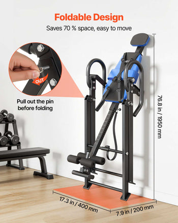 Inversion Table, 300 lbs Capacity Heavy Duty Back Inverter Stretcher, Inverted Table with Dual-Roller Locking, Decompression Tables for Shoulders, Neck, Back, Multi-Angle Adjustable Tether Strap