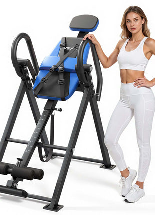 Inversion Table, 300 lbs Capacity Heavy Duty Back Inverter Stretcher, Inverted Table with Dual-Roller Locking, Decompression Tables for Shoulders, Neck, Back, Multi-Angle Adjustable Tether Strap