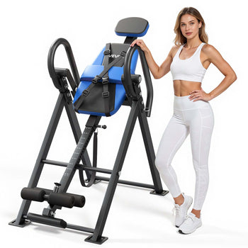 Inversion Table, 300 lbs Capacity Heavy Duty Back Inverter Stretcher, Inverted Table with Dual-Roller Locking, Decompression Tables for Shoulders, Neck, Back, Multi-Angle Adjustable Tether Strap