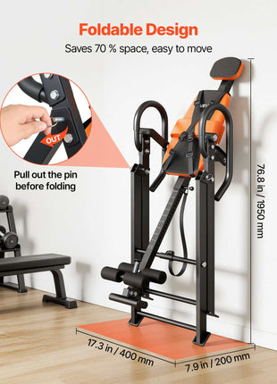 Inversion Table, 300 lbs Capacity Heavy Duty Back Inverter Stretcher, Inverted Table with Dual-Roller Locking, Decompression Tables for Shoulders, Neck, Back, Multi-Angle Adjustable Tether Strap