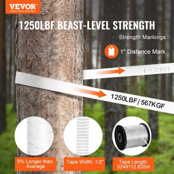 Durable Polyester Pull Cord, Width 0.5" & Length 5249ft, Max Load 1250 lbf, Measurement Marks, Perfect for Organizing Cables, Packaging, Garden Work & Electrical Jobs