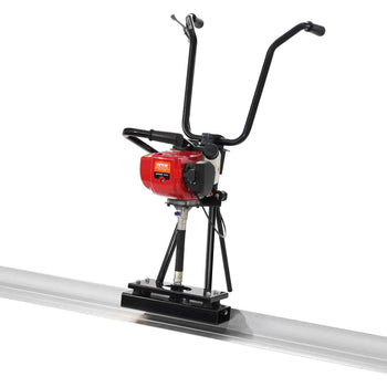 Gas Concrete Power Screed, 6ft Aluminum Board Straight Edge Bar Set, 4 Stroke Cement Finishing Vibrating Motor with Height Adjustable Handles, High Efficient Concrete Tools 6500RPM