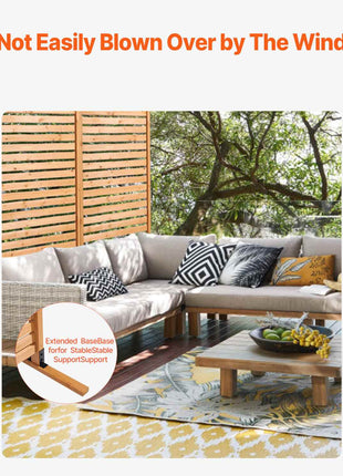 Wooden Privacy Screen, 36" W x 76" H Outdoor Privacy Screen, Freestanding Wood Privacy Panel with Stand, Decorative Patio Privacy Screen, Outdoor Divider for Balcony Patio Lawn Garden