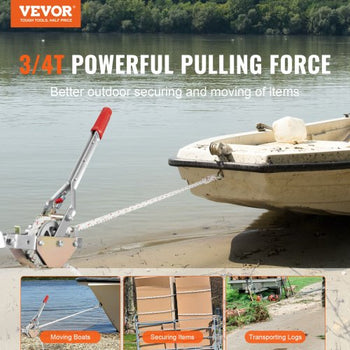Rope Puller, 3/4 Ton (1,653 lbs) Pulling Capacity, with 100' of 0.6" dia. Rope, 2 Hook, Come Along Winch, Heavy Duty Ratchet Power Puller Tool for Moving Boats, Securing Items, Transporting Logs