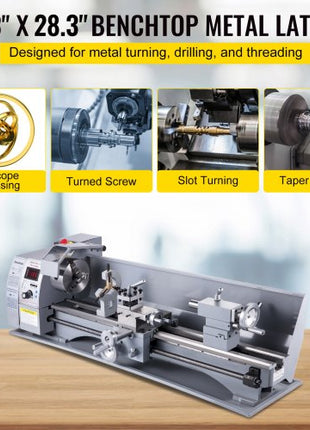 Metal Lathe, 210x720 Mini Lathe Machine, 2500 RPM Variable Speed Change, 750W Precision Mini Lathe, Metal Working Lathe with Brushless Motor, Milling Machine for Various Metal Turning