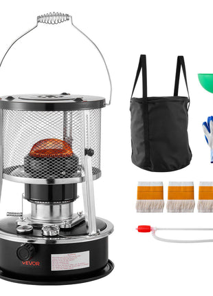 9000 BTU Portable Kerosene Heater & Stove, 2 in 1 Non-Electric Indoor Outdoor Heater with Adjustable Height & Flame & Easy Storage,for Camping, Hunting, Cooking, Home, Garage, Black