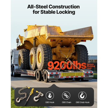 Ratchet Chain Binder, 9200 lbs Working Load, Chain Binders Compatible with 3/8 in - 1/2 in Chains, Heavy Duty Ratchet Load Binder with Handles for Truck, Tie Down, Hauling, Towing, Logging