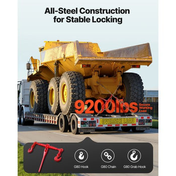 Ratchet Chain Binder, 3/8 in x 10 ft G80 Chains, 9200 lbs Working Load of Ratchet Load Binder, Chains and Binders Set, Tie Down Hauling Chain Binders for Hauling, Towing, Logging, Lifting