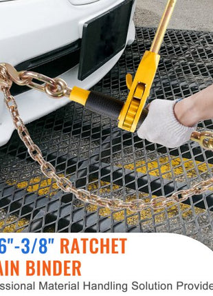 Ratchet Chain Binder, 5/16"-3/8" Heavy Duty Load Binders with G80 Chains, 7100 lbs Secure Load Limit, Labor-saving Anti-skid Handle, Tie Down Hauling Chain Binders for Flatbed Truck Trailer, 2 P