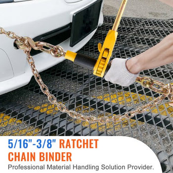 Ratchet Chain Binder, 5/16"-3/8" Heavy Duty Load Binders with G80 Chains, 7100 lbs Secure Load Limit, Labor-saving Anti-skid Handle, Tie Down Hauling Chain Binders for Flatbed Truck Trailer, 2 P