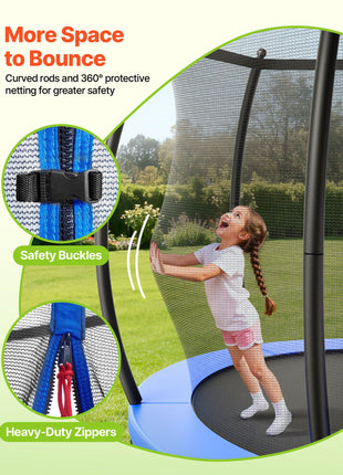 Outdoor Trampoline, 15FT Recreational Trampoline, ASTM Approved Trampolines with Enclosure Net & Thickened Pad, Max 470 lbs Weight Capacity, Anti-Rust Backyard Trampolines for Kids & Adults