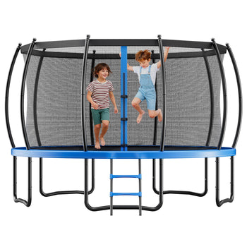 Outdoor Trampoline, 16FT Recreational Trampoline, ASTM Approved Trampolines with Enclosure Net & Thickened Pad, Max 475 lbs Weight Capacity, Anti-Rust Backyard Trampolines for Kids & Adults